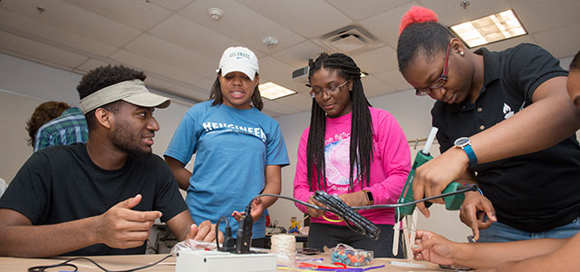 College of Engineering students working on a project