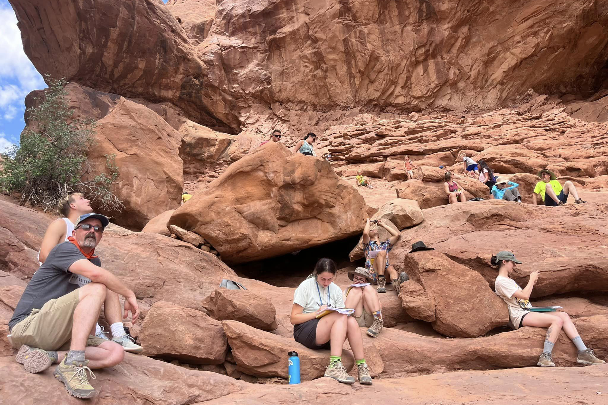 Students in the College of Earth, Ocean and Environment outdoors.